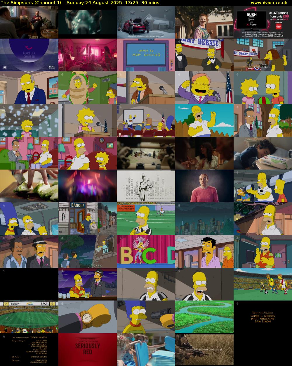 The Simpsons (Channel 4) Sunday 24 August 2025 13:25 - 13:55