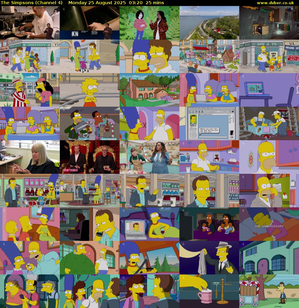 The Simpsons (Channel 4) Monday 25 August 2025 03:20 - 03:45