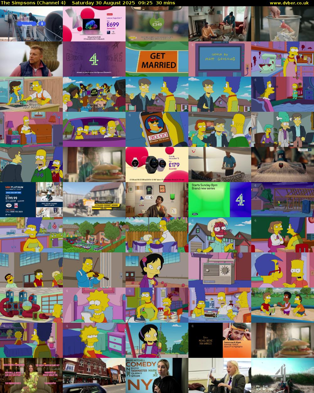 The Simpsons (Channel 4) Saturday 30 August 2025 09:25 - 09:55