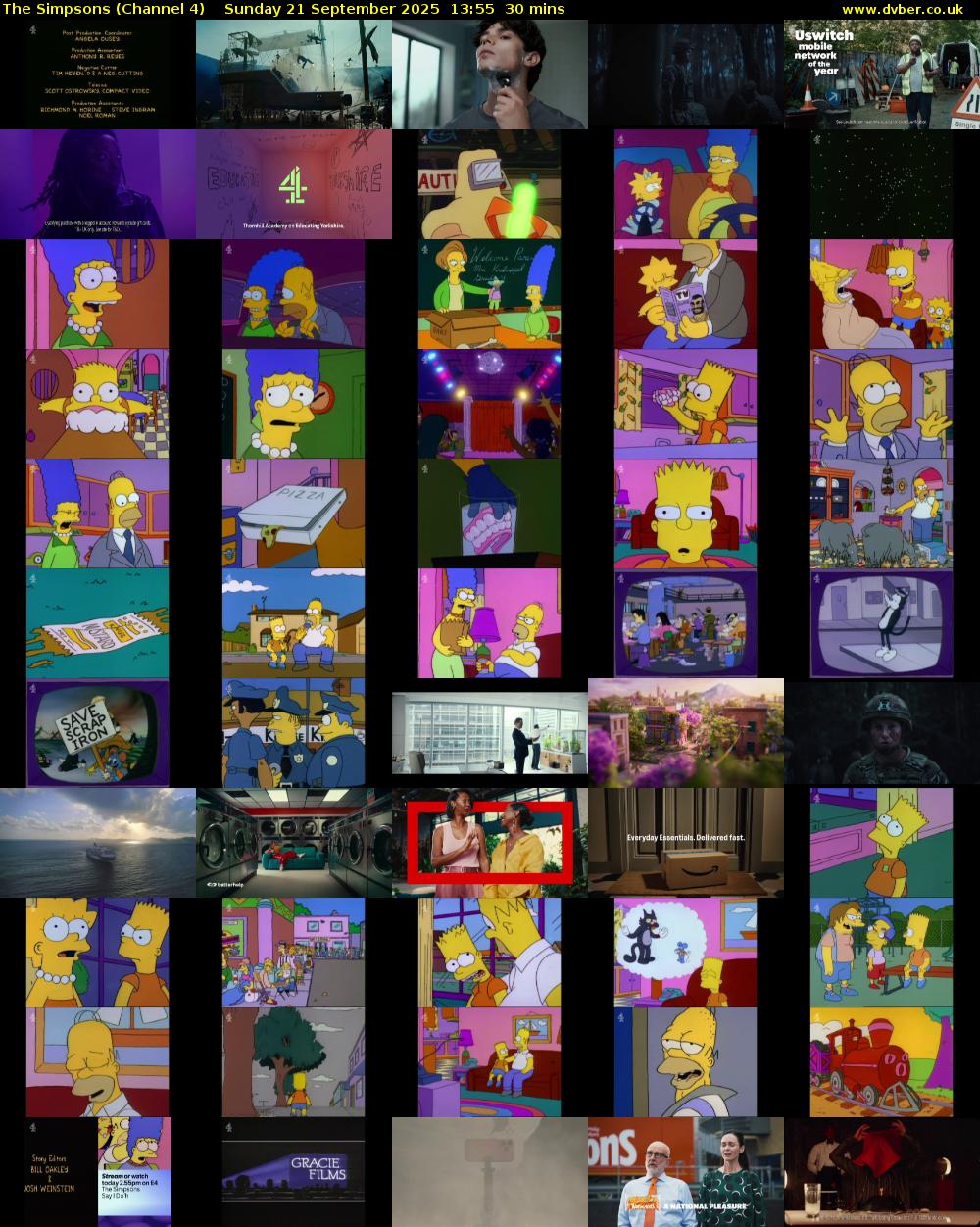 The Simpsons (Channel 4) Sunday 21 September 2025 13:55 - 14:25