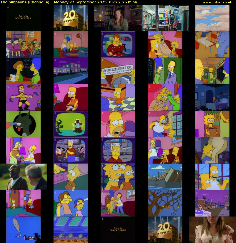 The Simpsons (Channel 4) Monday 22 September 2025 05:25 - 05:50