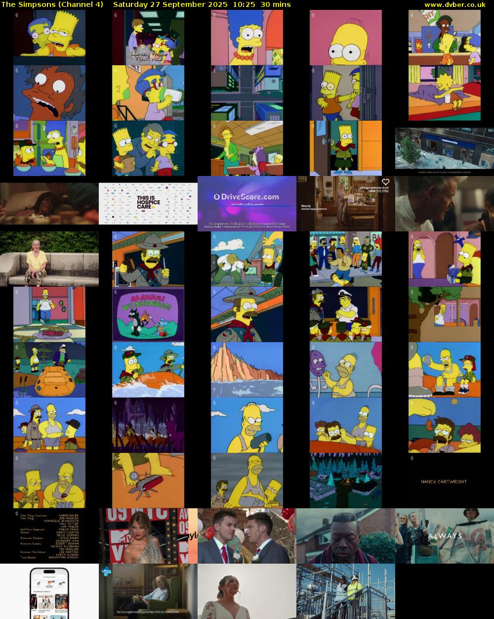 The Simpsons (Channel 4) Saturday 27 September 2025 10:25 - 10:55