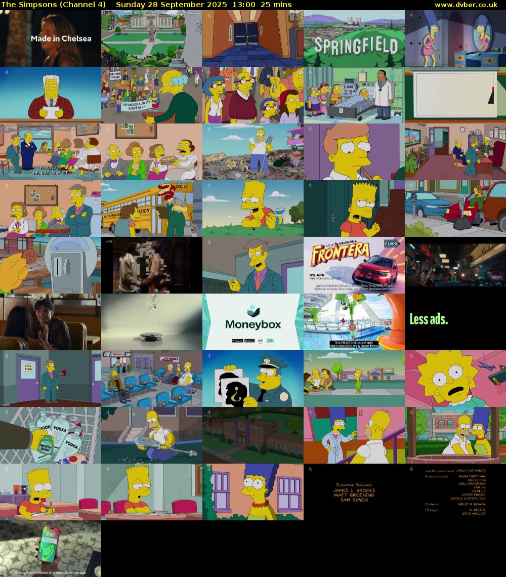 The Simpsons (Channel 4) Sunday 28 September 2025 13:00 - 13:25