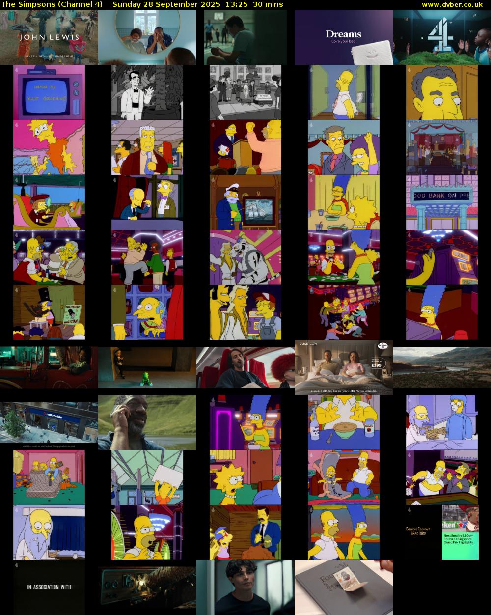 The Simpsons (Channel 4) Sunday 28 September 2025 13:25 - 13:55