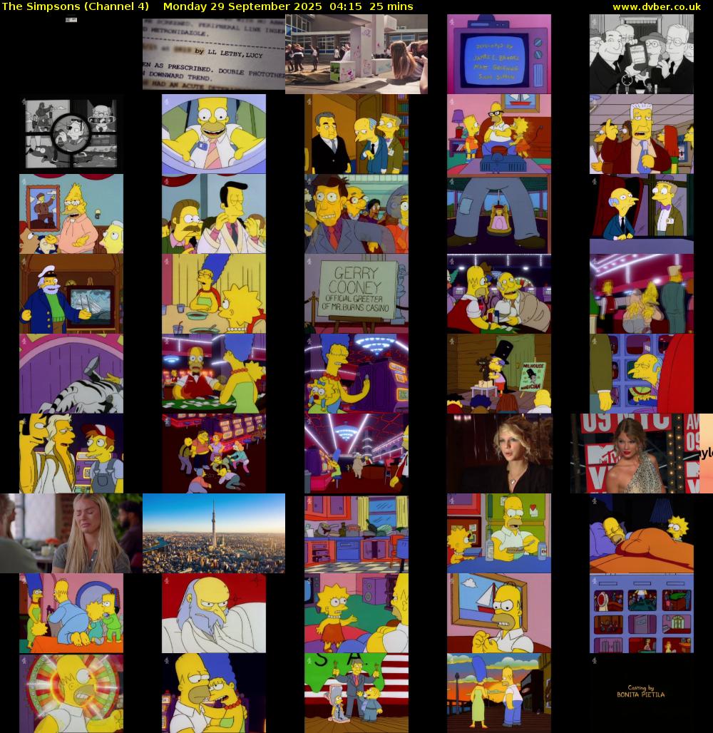 The Simpsons (Channel 4) Monday 29 September 2025 04:15 - 04:40