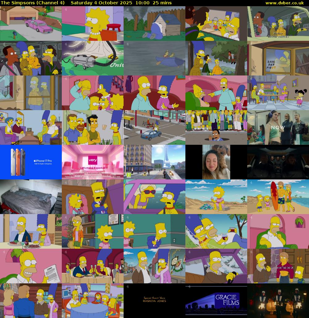 The Simpsons (Channel 4) Saturday 4 October 2025 10:00 - 10:25