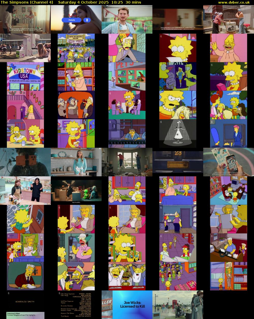 The Simpsons (Channel 4) Saturday 4 October 2025 10:25 - 10:55