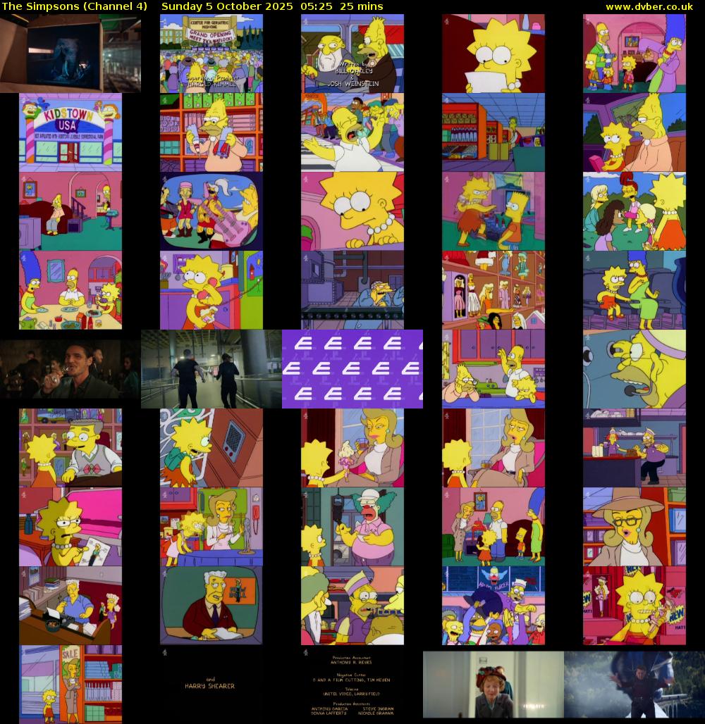 The Simpsons (Channel 4) Sunday 5 October 2025 05:25 - 05:50