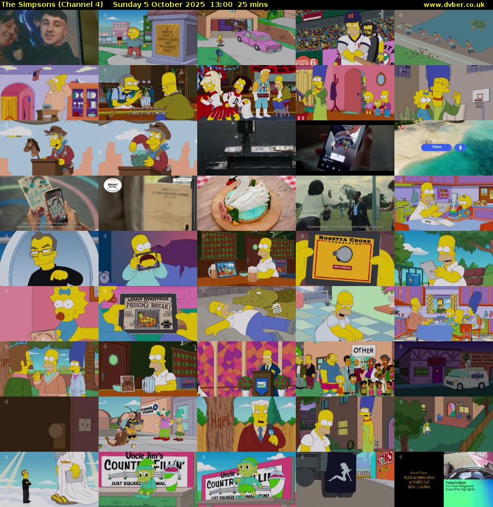 The Simpsons (Channel 4) Sunday 5 October 2025 13:00 - 13:25