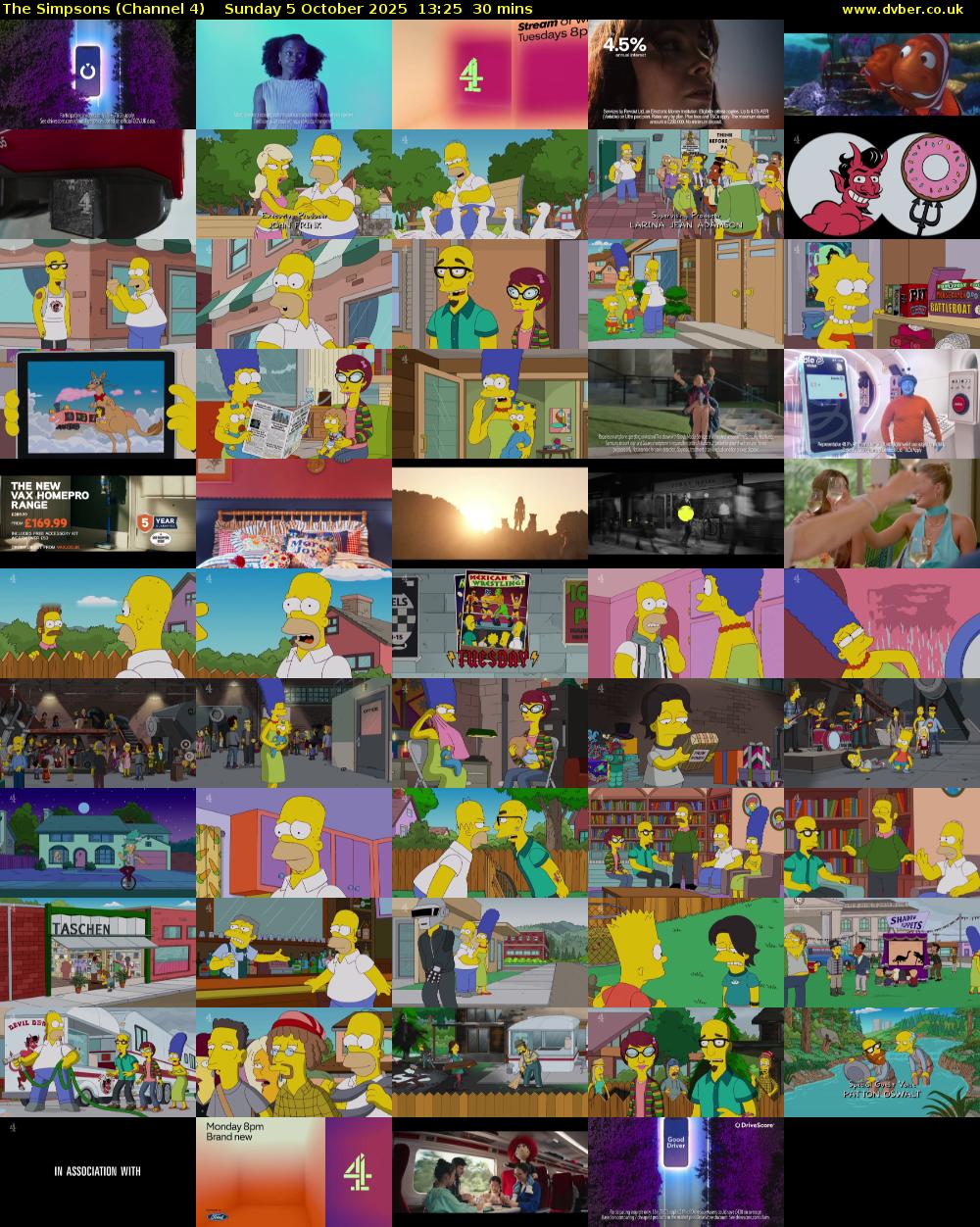 The Simpsons (Channel 4) Sunday 5 October 2025 13:25 - 13:55