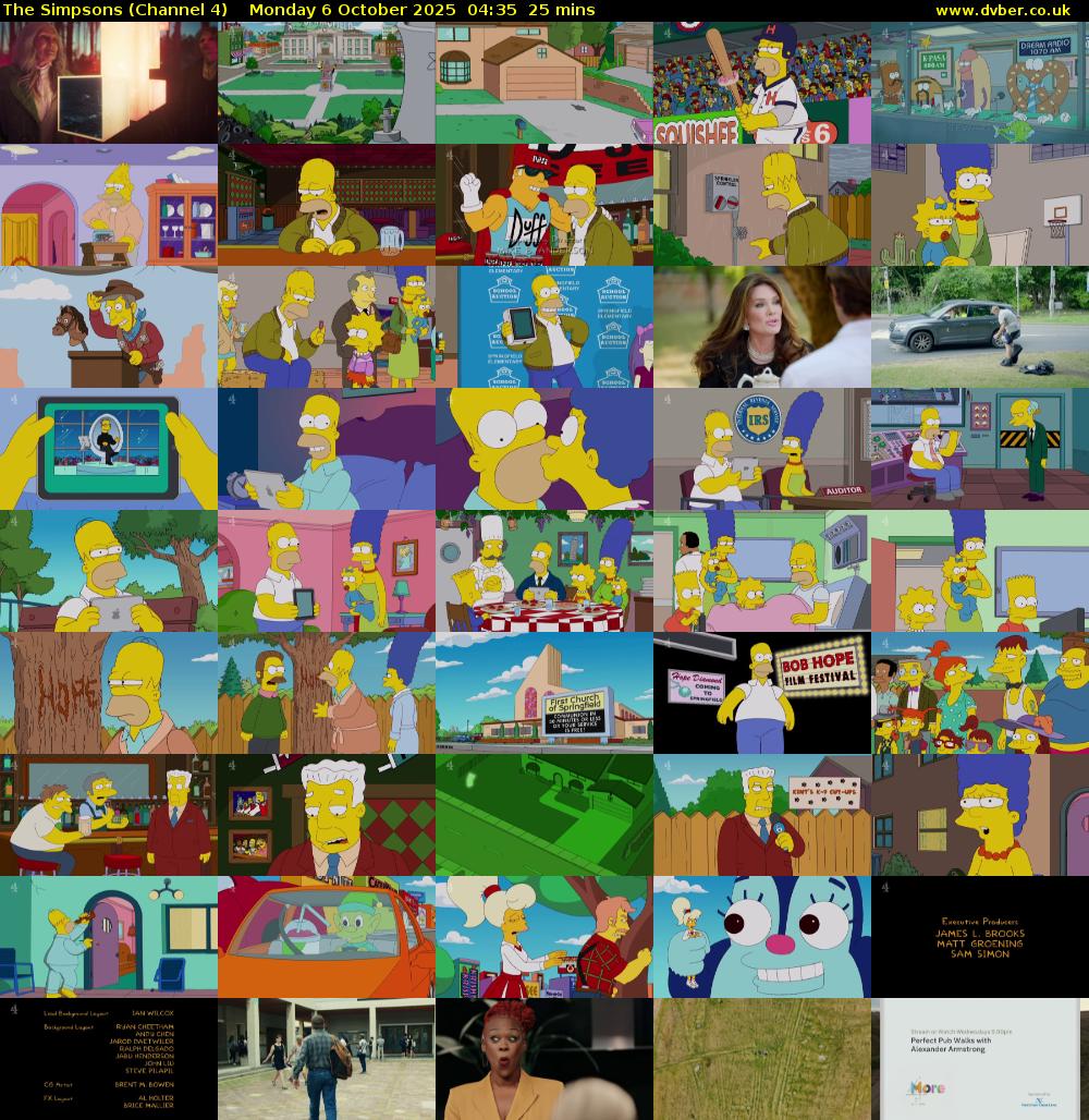 The Simpsons (Channel 4) Monday 6 October 2025 04:35 - 05:00