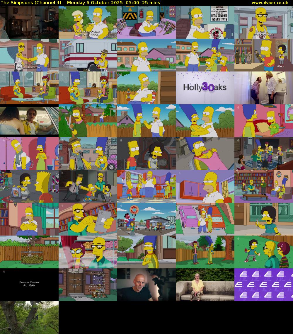 The Simpsons (Channel 4) Monday 6 October 2025 05:00 - 05:25