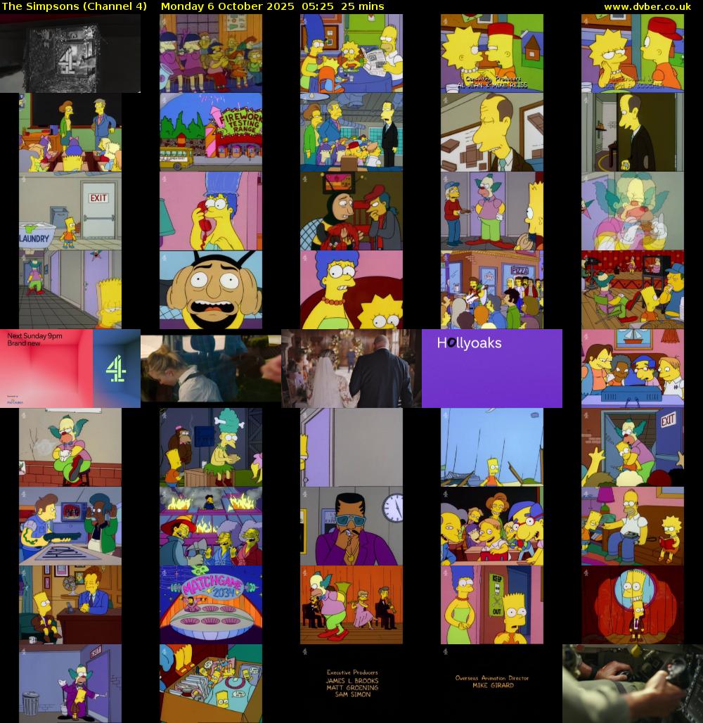 The Simpsons (Channel 4) Monday 6 October 2025 05:25 - 05:50