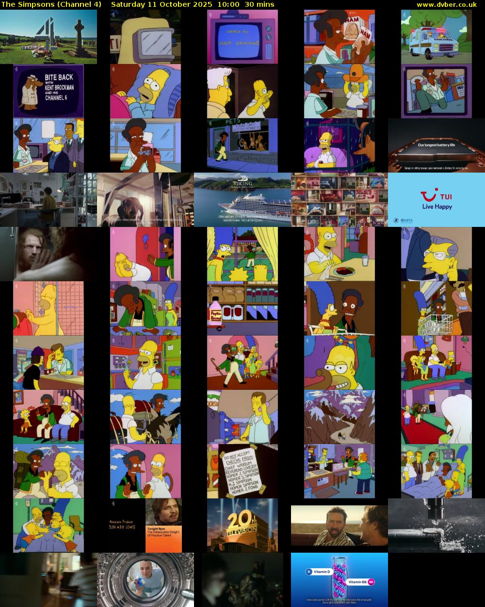 The Simpsons (Channel 4) Saturday 11 October 2025 10:00 - 10:30