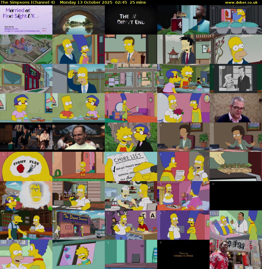 The Simpsons (Channel 4) Monday 13 October 2025 02:45 - 03:10