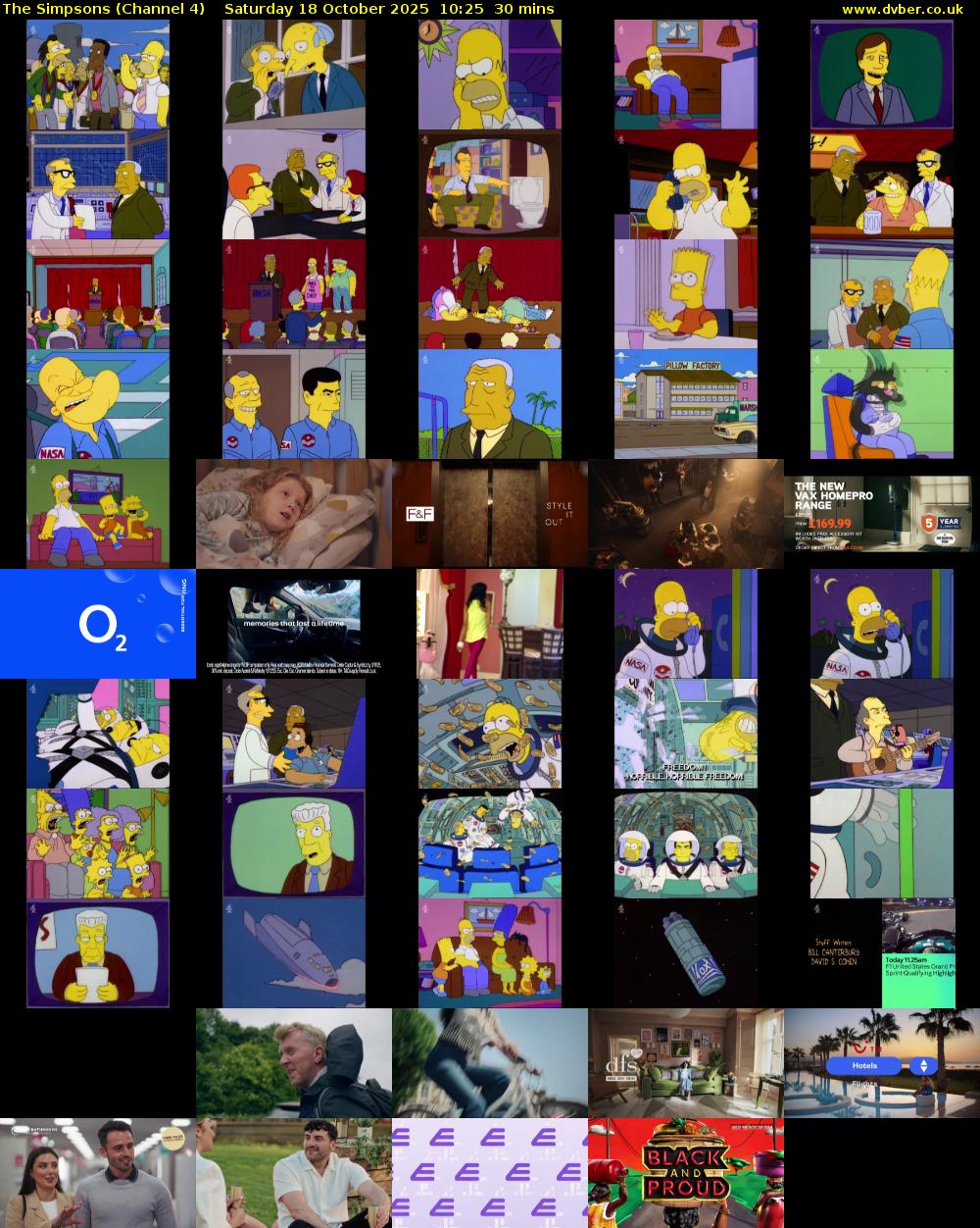 The Simpsons (Channel 4) Saturday 18 October 2025 10:25 - 10:55