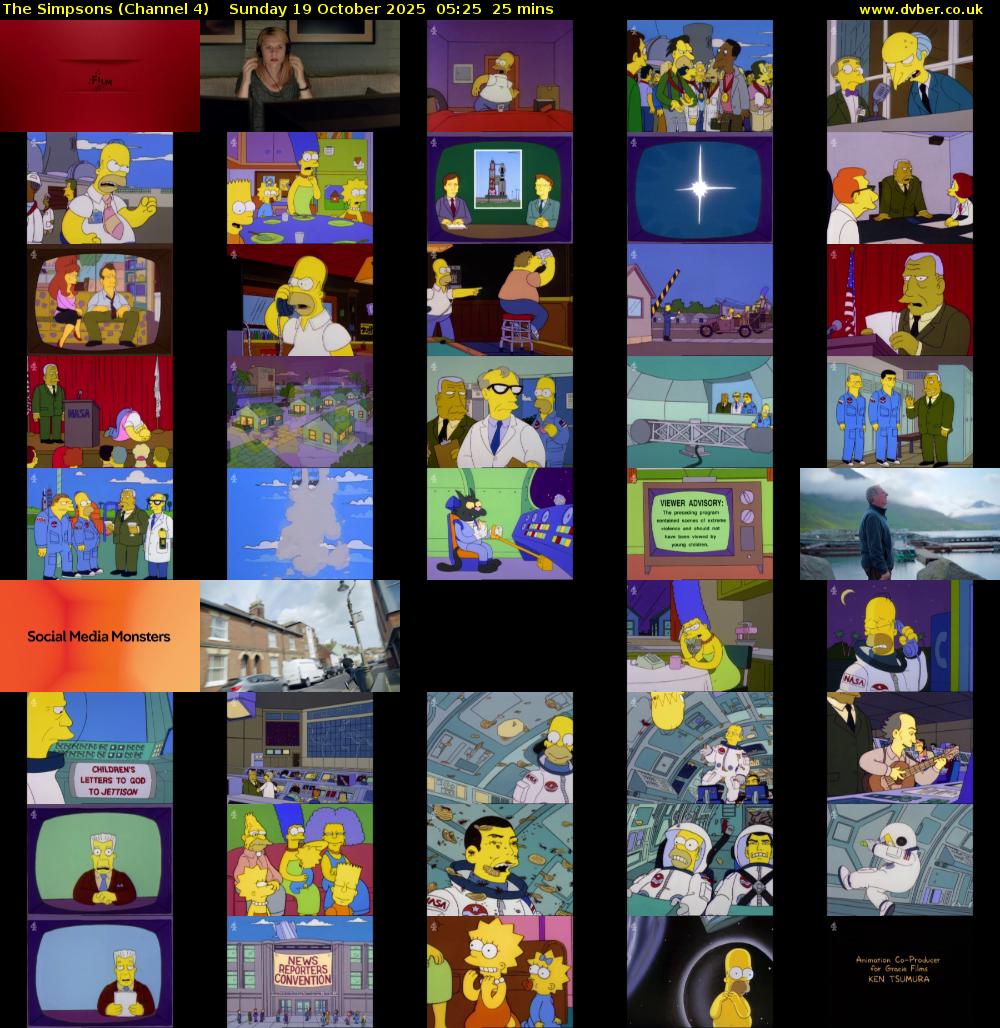 The Simpsons (Channel 4) Sunday 19 October 2025 05:25 - 05:50