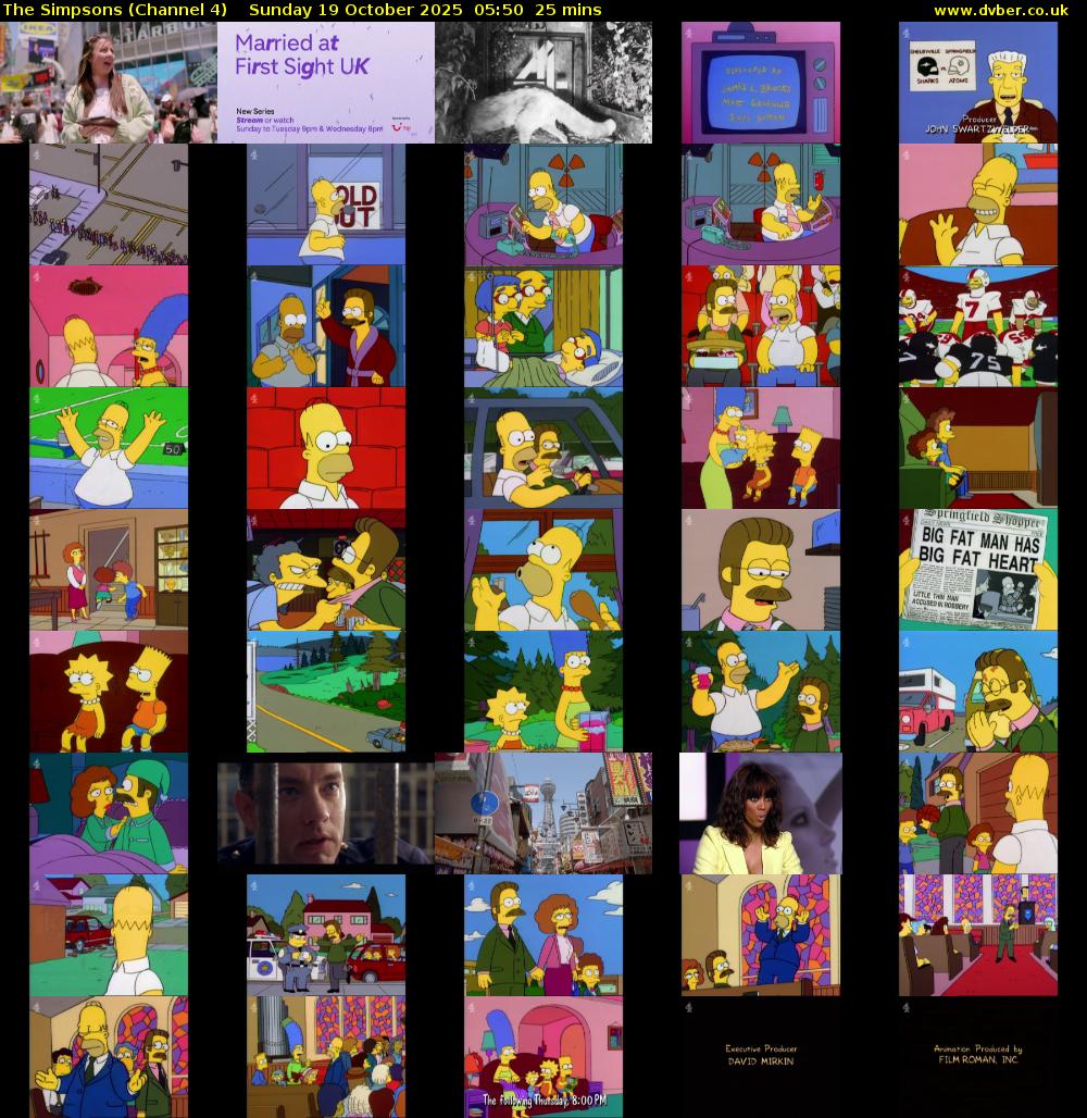 The Simpsons (Channel 4) Sunday 19 October 2025 05:50 - 06:15