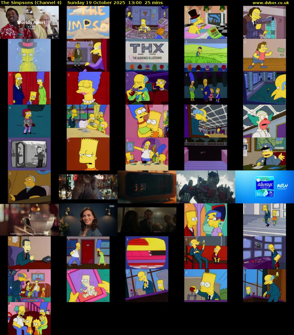 The Simpsons (Channel 4) Sunday 19 October 2025 13:00 - 13:25