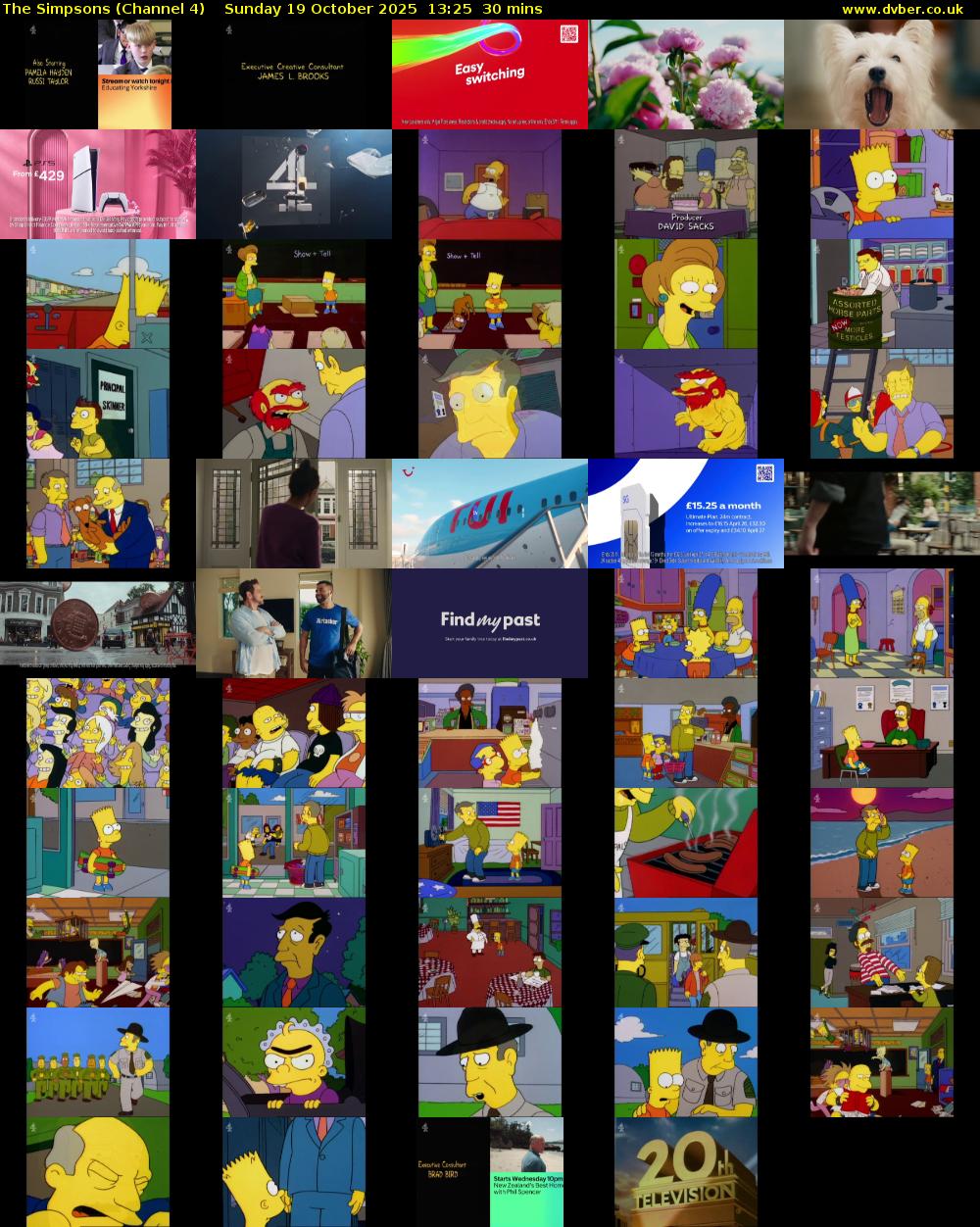 The Simpsons (Channel 4) Sunday 19 October 2025 13:25 - 13:55