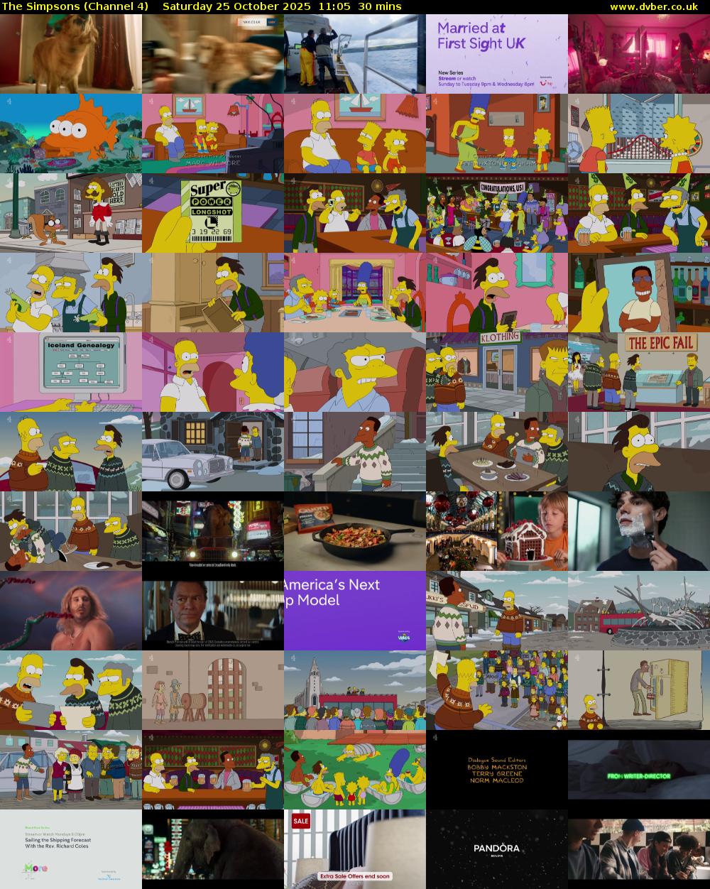 The Simpsons (Channel 4) Saturday 25 October 2025 11:05 - 11:35