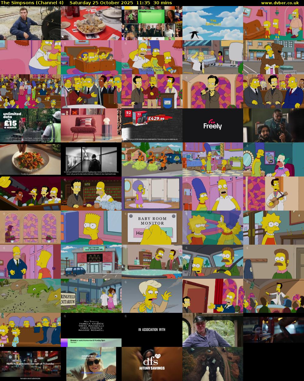 The Simpsons (Channel 4) Saturday 25 October 2025 11:35 - 12:05