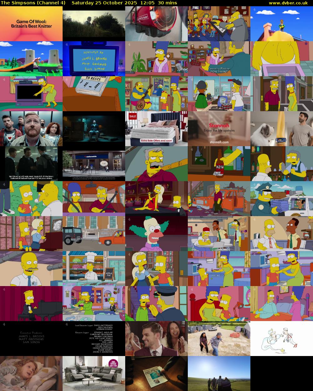 The Simpsons (Channel 4) Saturday 25 October 2025 12:05 - 12:35
