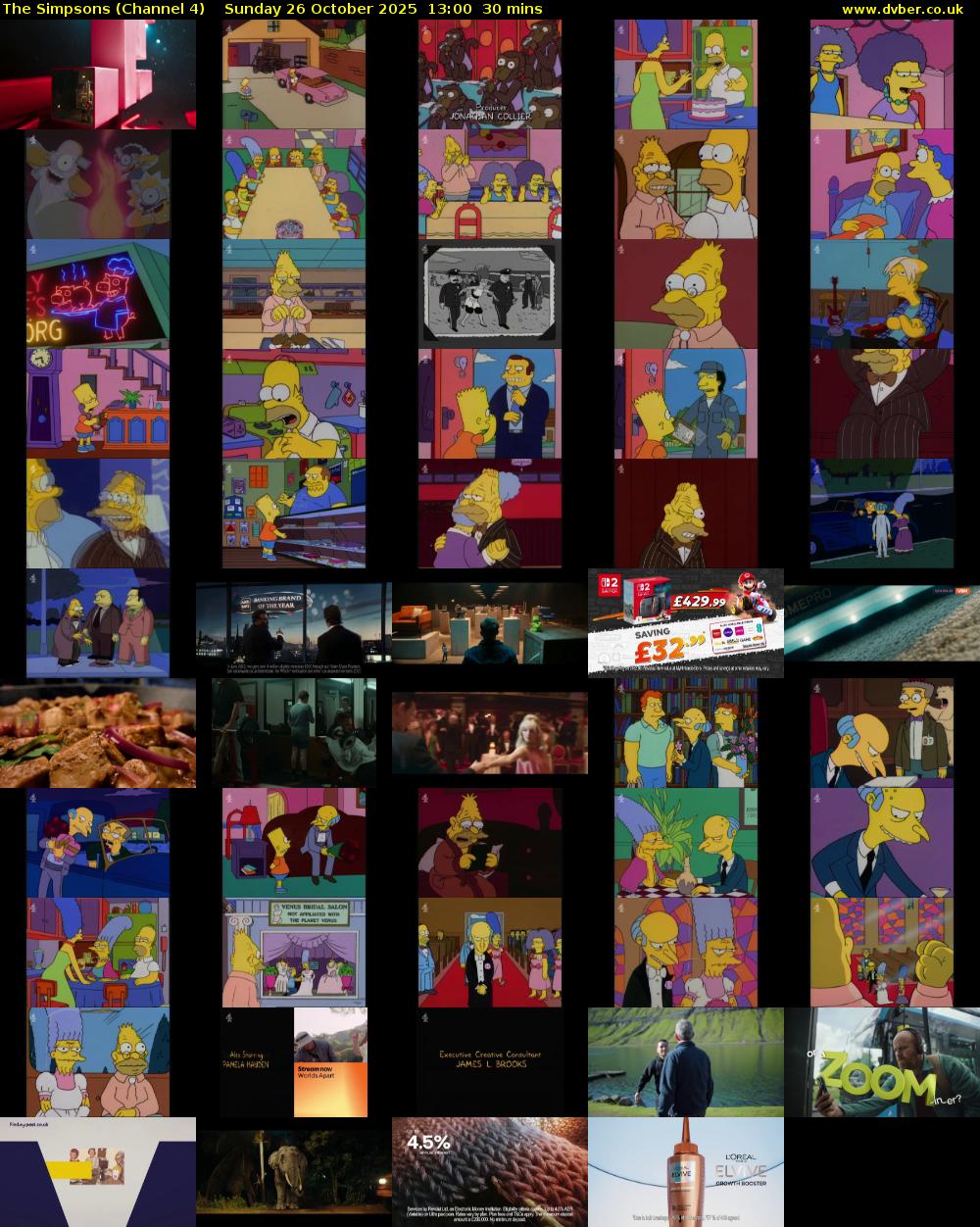 The Simpsons (Channel 4) Sunday 26 October 2025 13:00 - 13:30