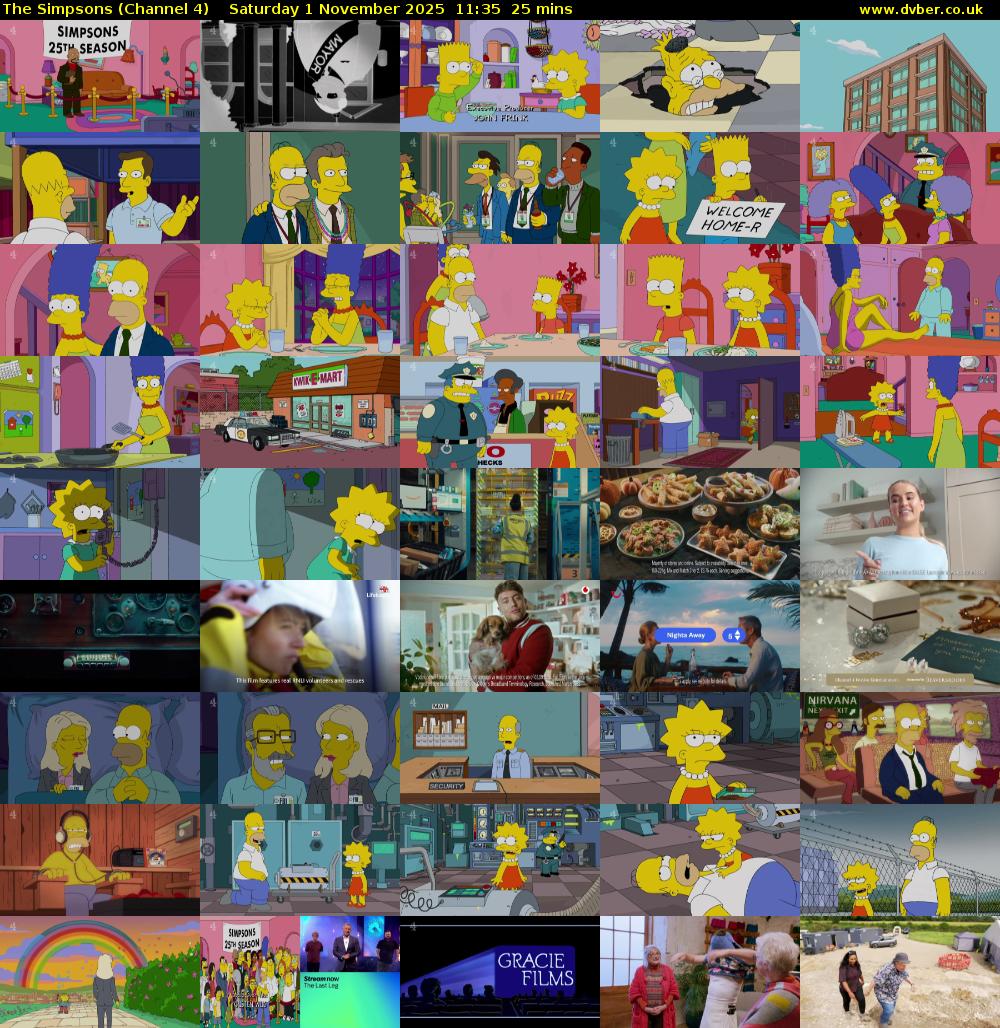 The Simpsons (Channel 4) Saturday 1 November 2025 11:35 - 12:00