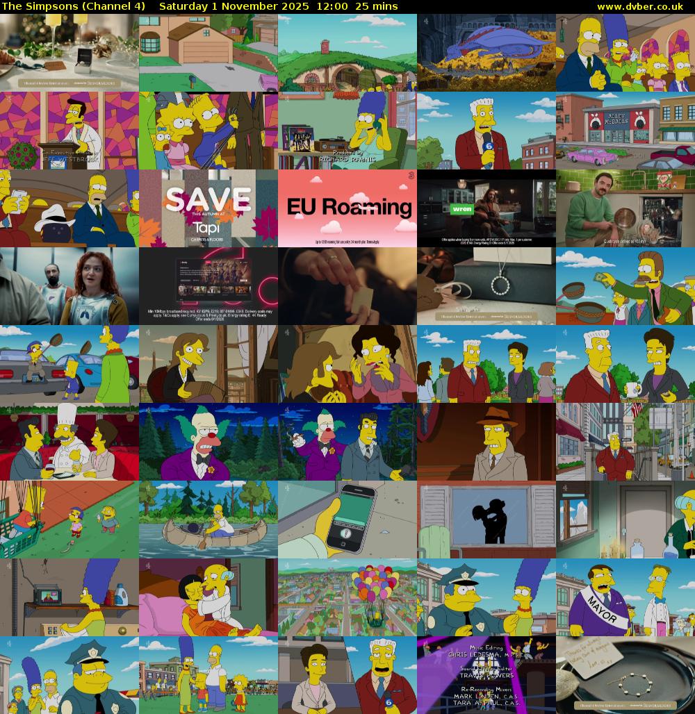 The Simpsons (Channel 4) Saturday 1 November 2025 12:00 - 12:25