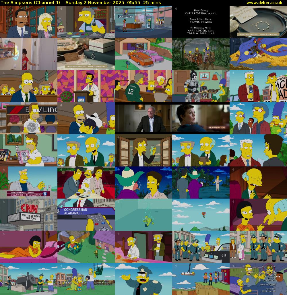 The Simpsons (Channel 4) Sunday 2 November 2025 05:55 - 06:20