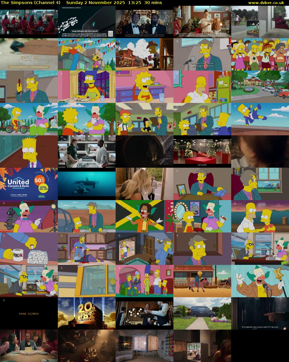 The Simpsons (Channel 4) Sunday 2 November 2025 13:25 - 13:55