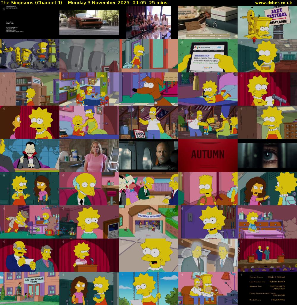 The Simpsons (Channel 4) Monday 3 November 2025 04:05 - 04:30