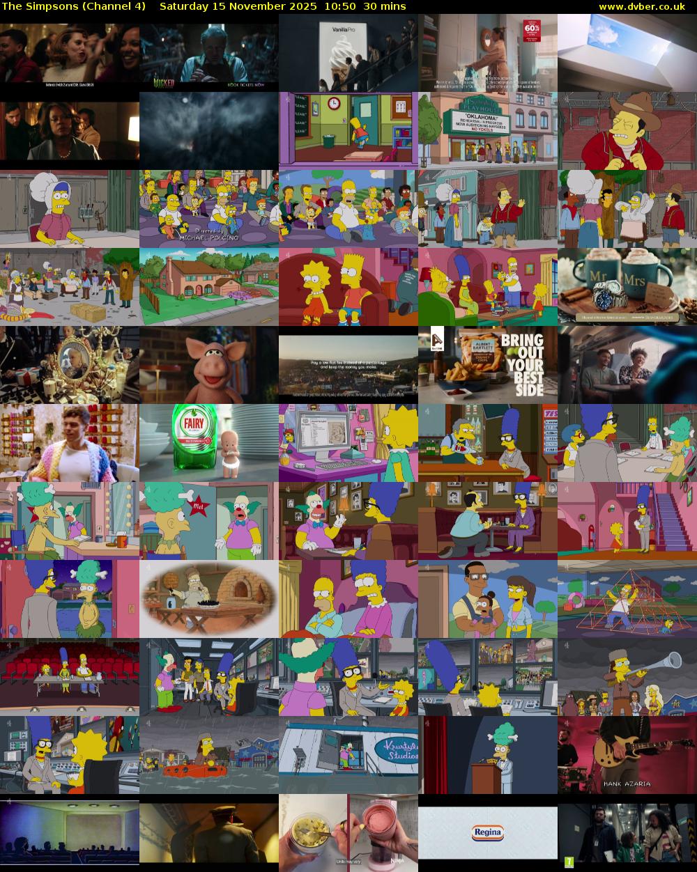 The Simpsons (Channel 4) Saturday 15 November 2025 10:50 - 11:20