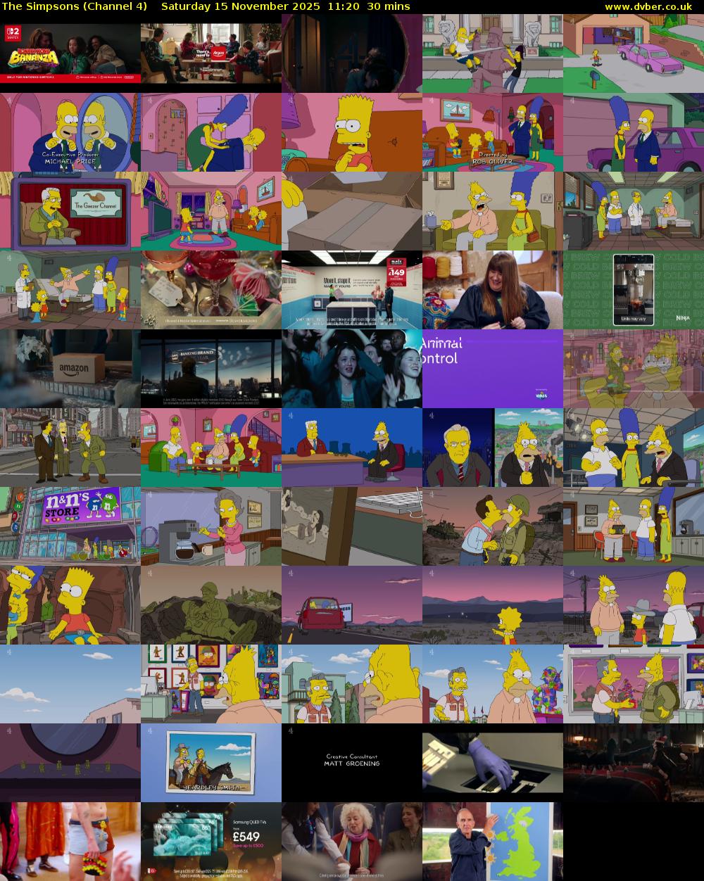 The Simpsons (Channel 4) Saturday 15 November 2025 11:20 - 11:50