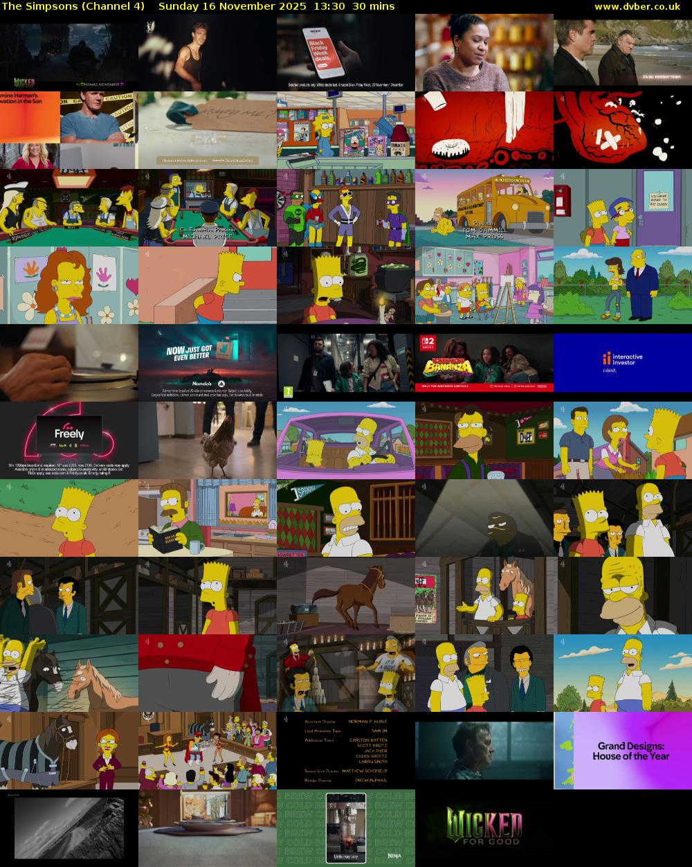 The Simpsons (Channel 4) Sunday 16 November 2025 13:30 - 14:00
