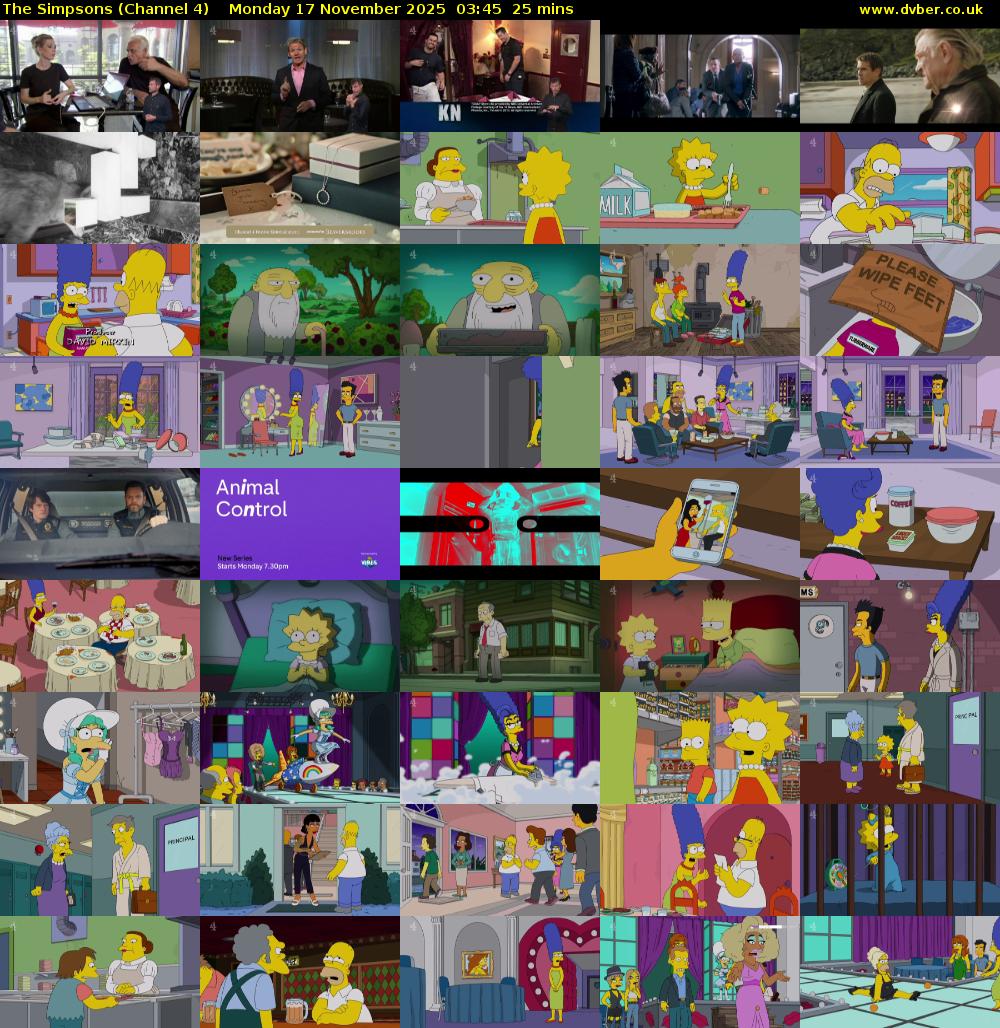 The Simpsons (Channel 4) Monday 17 November 2025 03:45 - 04:10