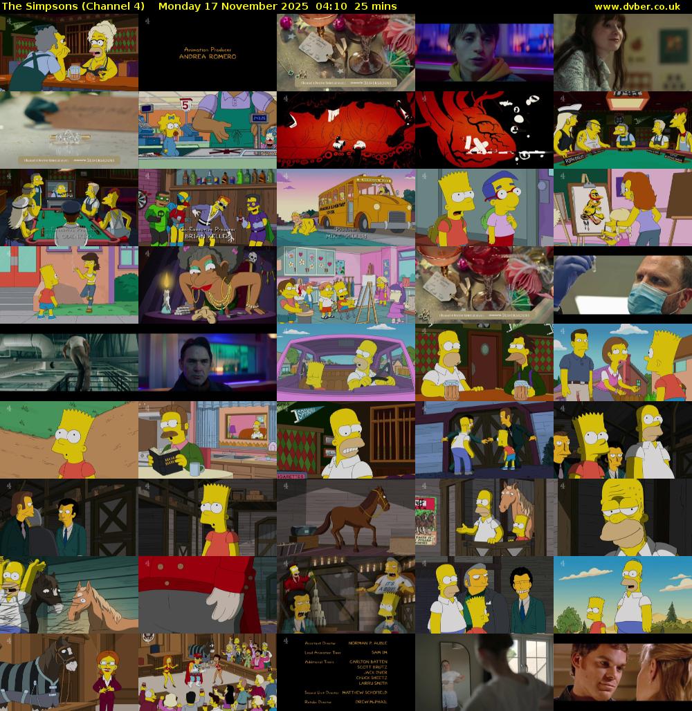 The Simpsons (Channel 4) Monday 17 November 2025 04:10 - 04:35