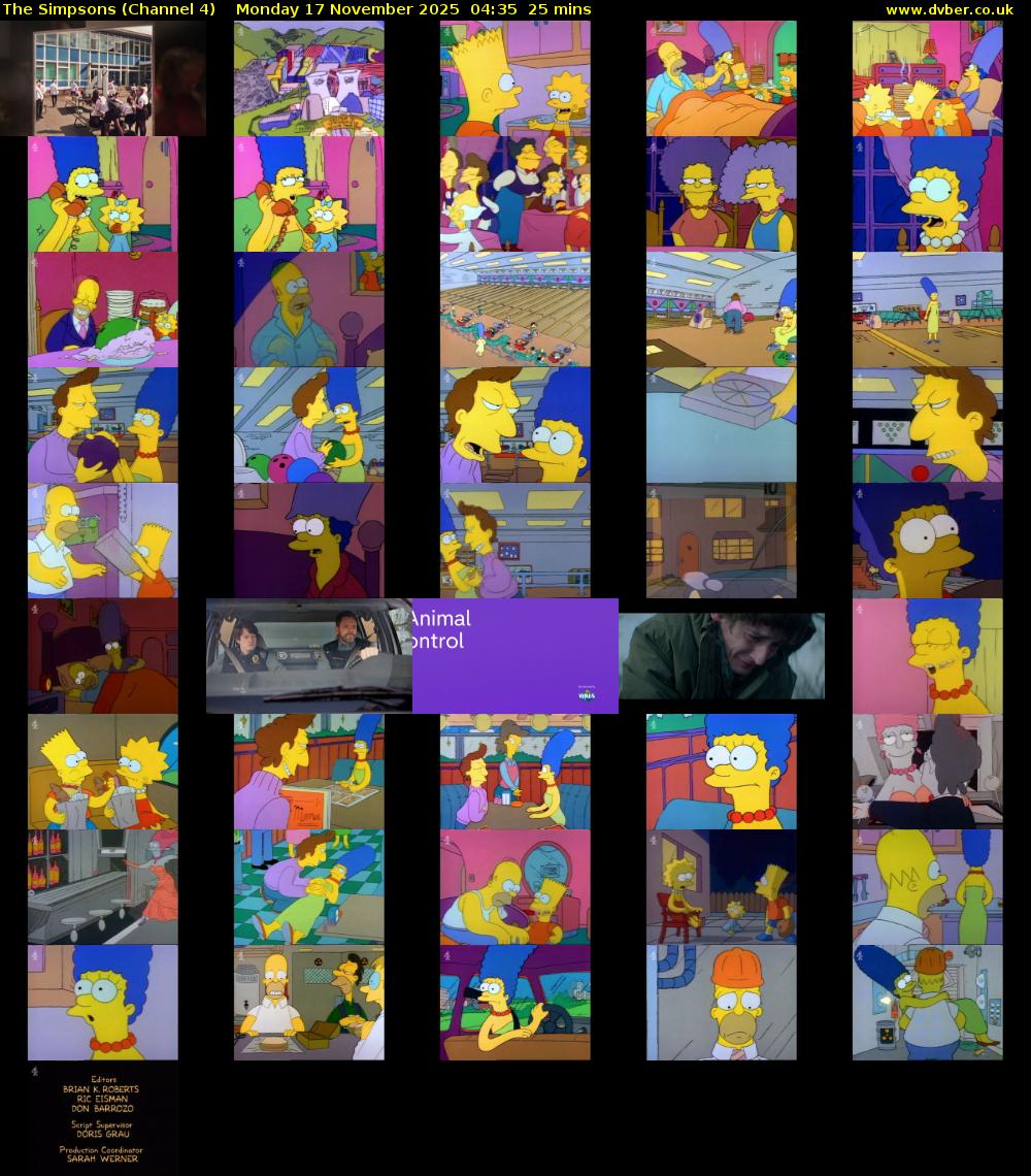 The Simpsons (Channel 4) Monday 17 November 2025 04:35 - 05:00