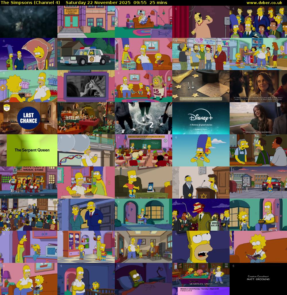 The Simpsons (Channel 4) Saturday 22 November 2025 09:55 - 10:20