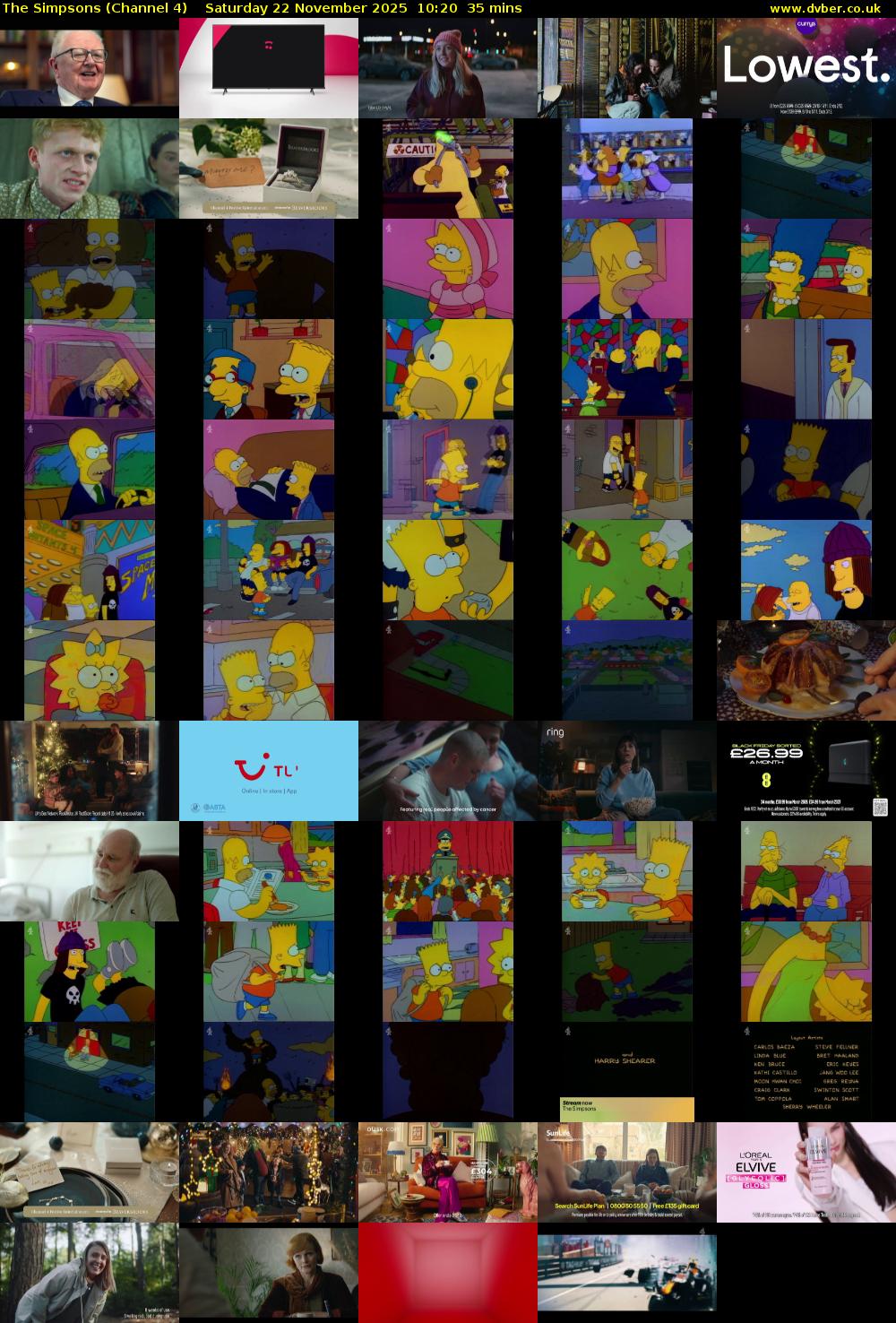 The Simpsons (Channel 4) Saturday 22 November 2025 10:20 - 10:55