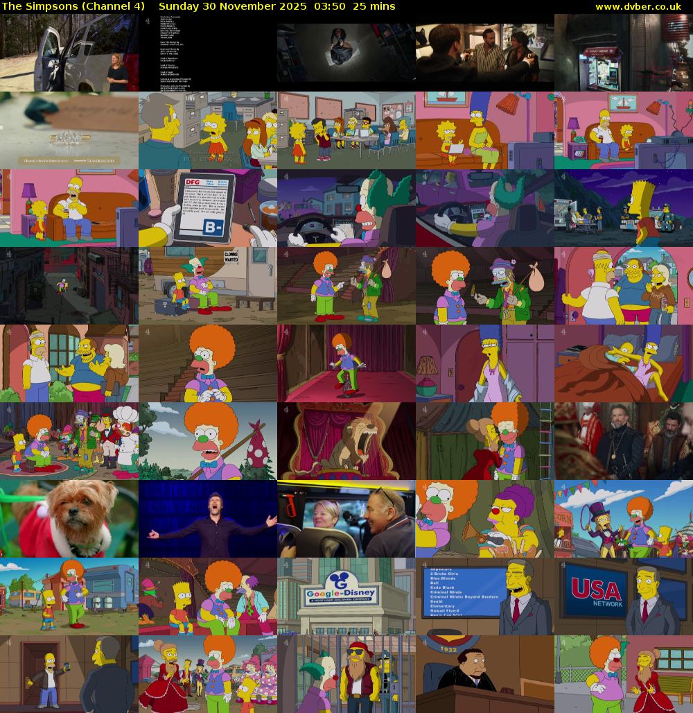 The Simpsons (Channel 4) Sunday 30 November 2025 03:50 - 04:15