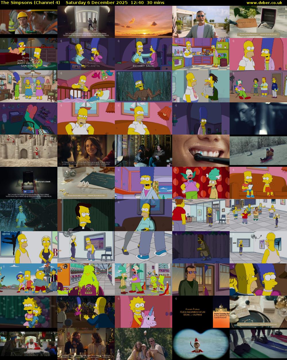 The Simpsons (Channel 4) Saturday 6 December 2025 12:40 - 13:10