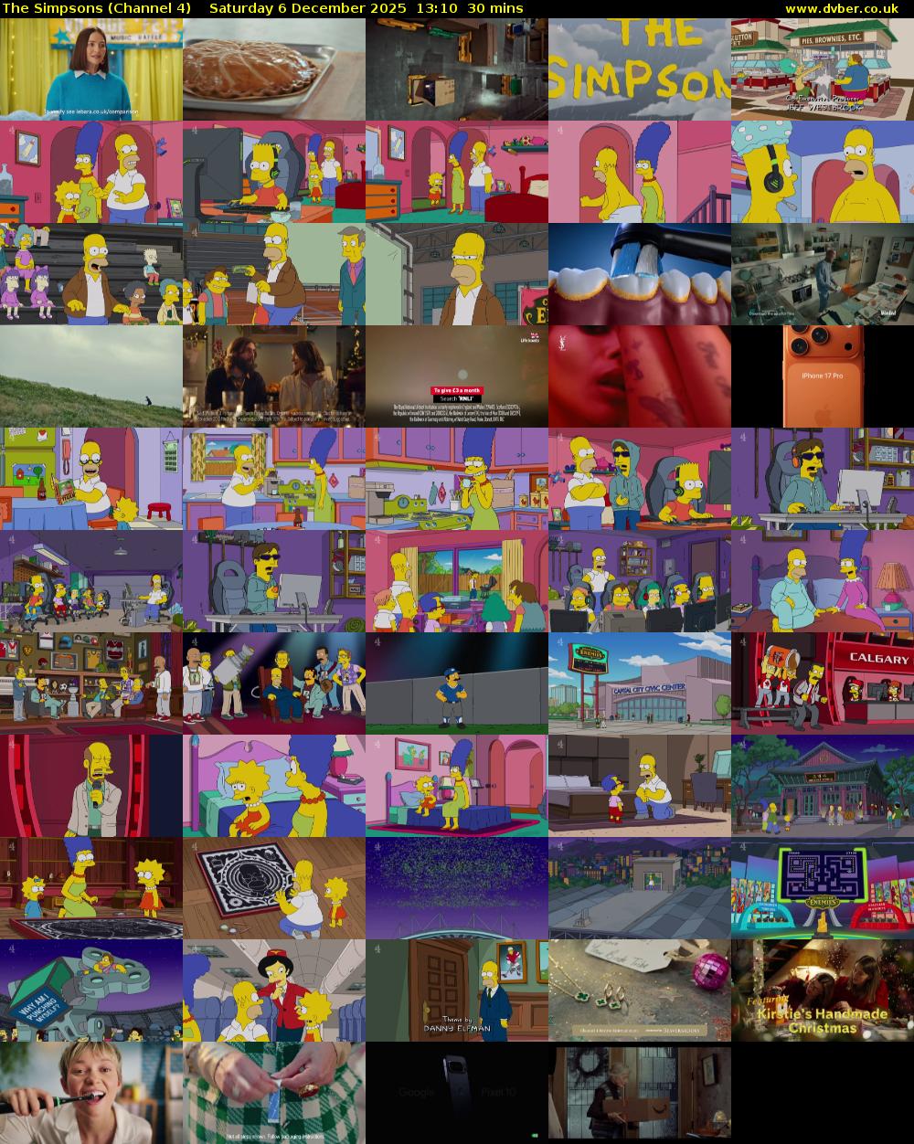 The Simpsons (Channel 4) Saturday 6 December 2025 13:10 - 13:40