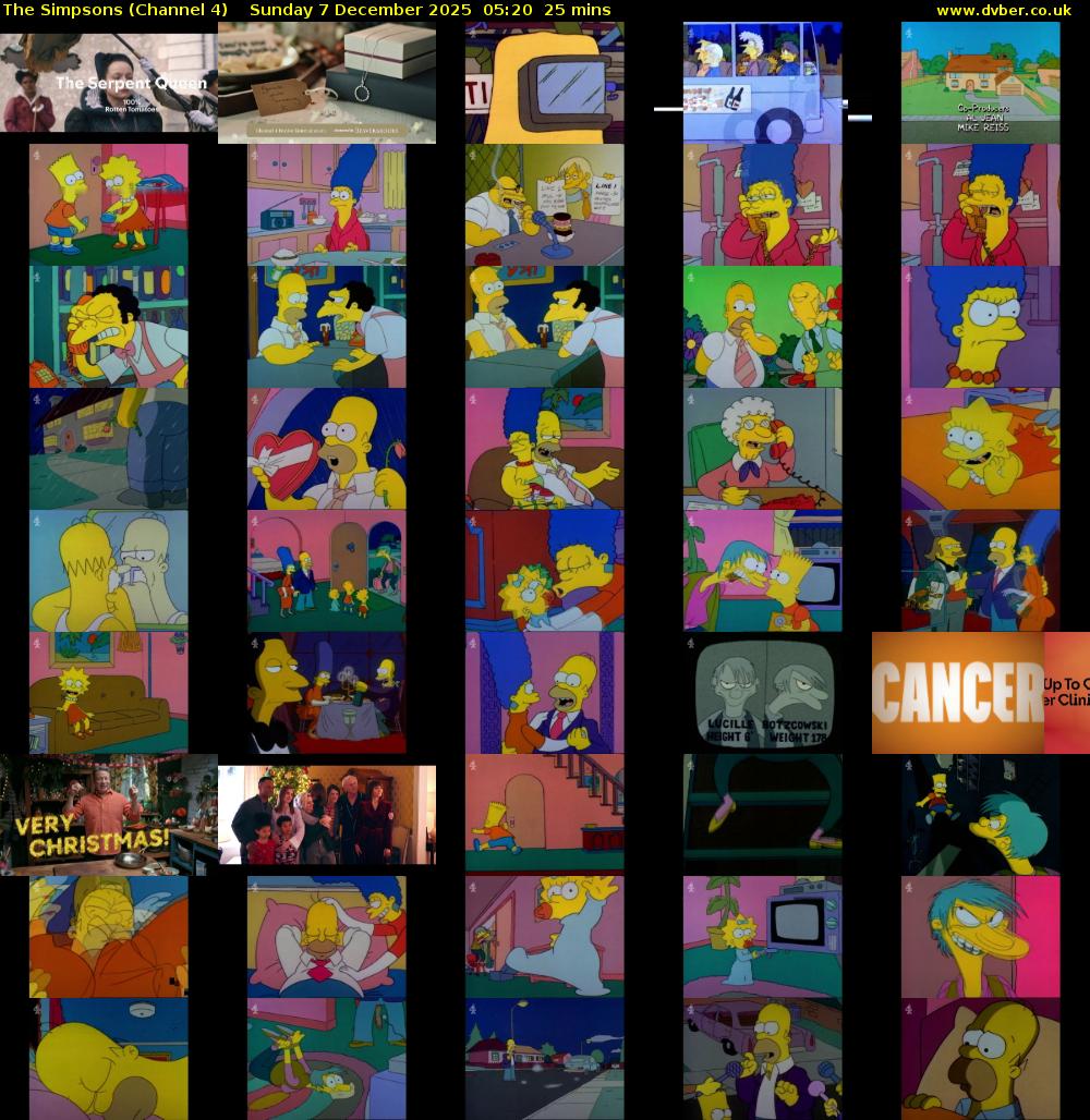 The Simpsons (Channel 4) Sunday 7 December 2025 05:20 - 05:45