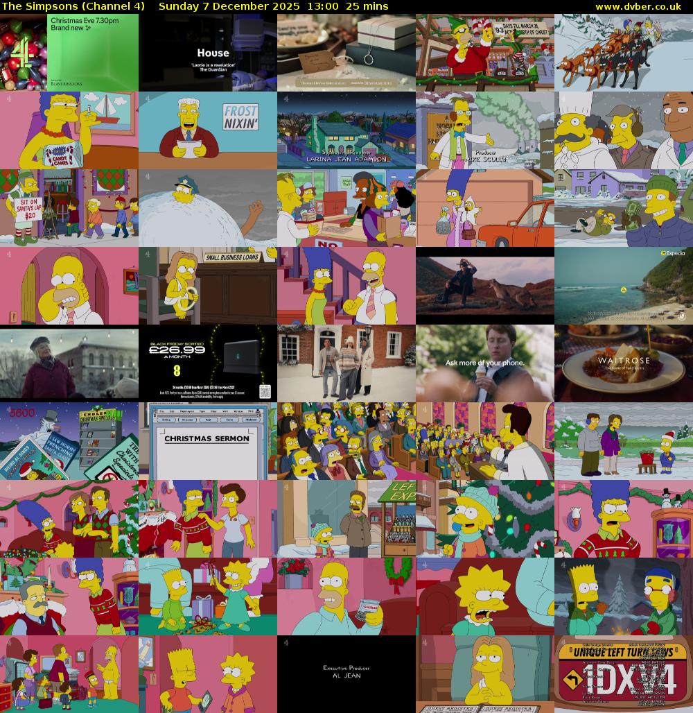 The Simpsons (Channel 4) Sunday 7 December 2025 13:00 - 13:25