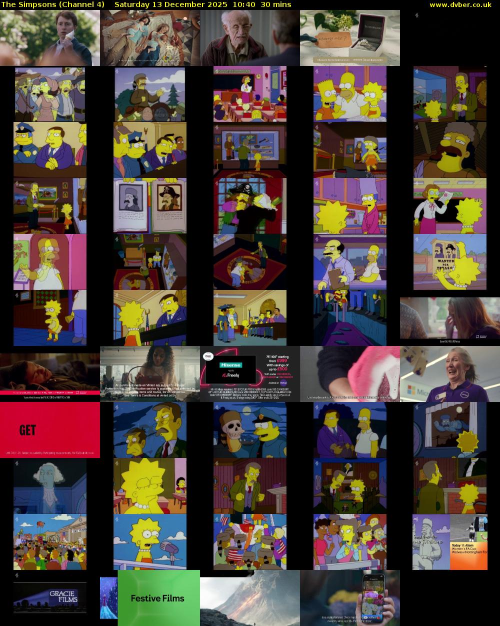 The Simpsons (Channel 4) Saturday 13 December 2025 10:40 - 11:10