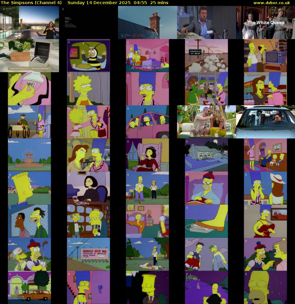 The Simpsons (Channel 4) Sunday 14 December 2025 04:55 - 05:20