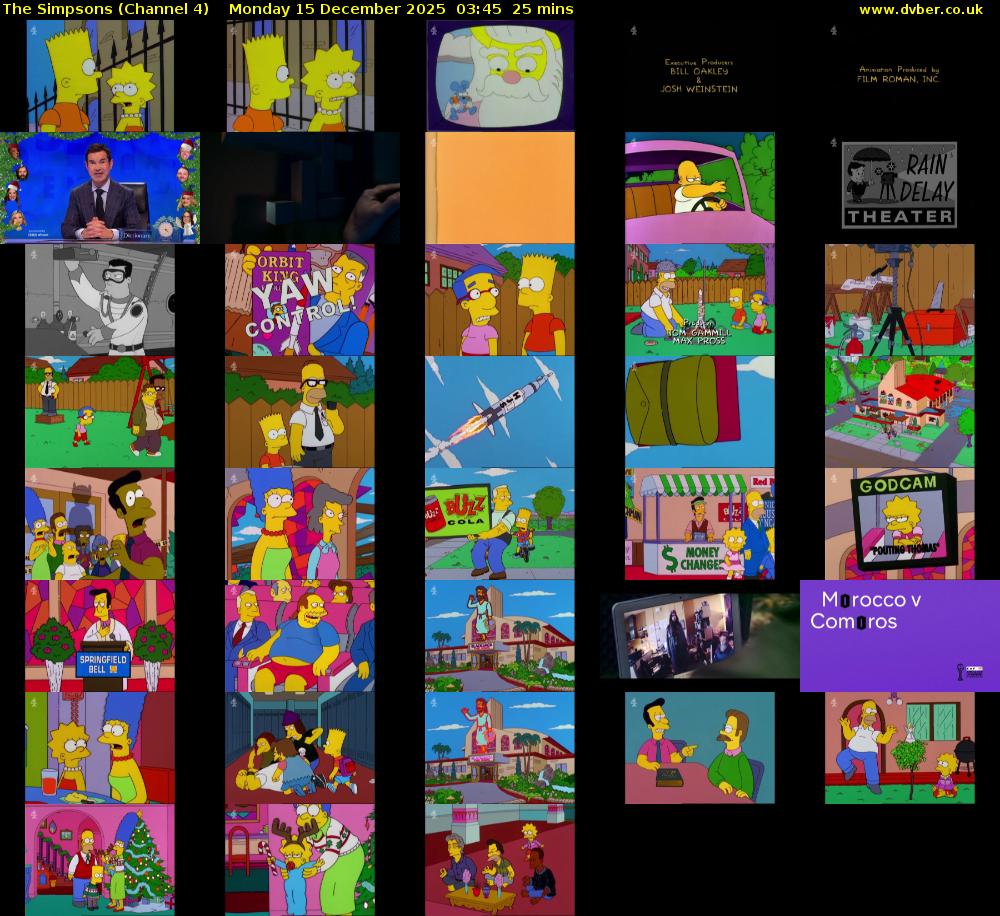 The Simpsons (Channel 4) Monday 15 December 2025 03:45 - 04:10