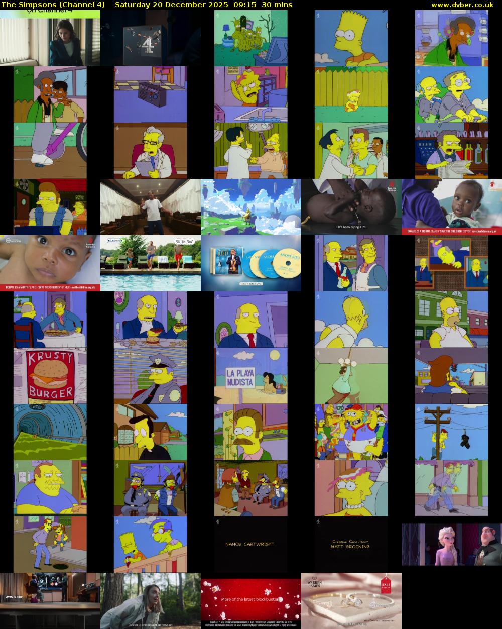 The Simpsons (Channel 4) Saturday 20 December 2025 09:15 - 09:45